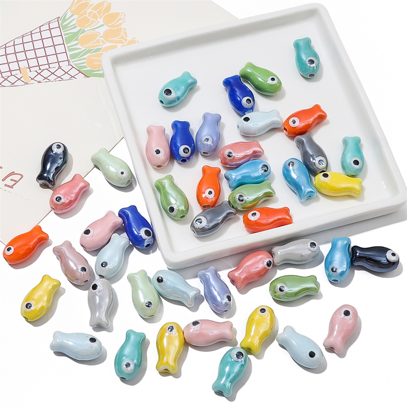 10Pcs Vintage Fish Ceramic Bea - Vintage Necklace のレビューと価格
