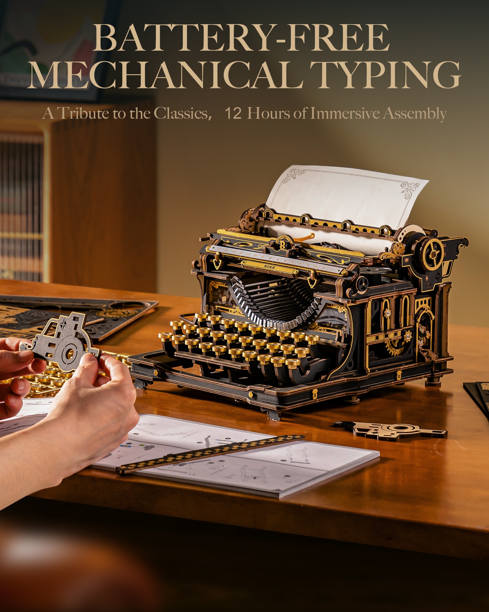 ROKR 3D Wooden Typewriter Puzz - Vintage And Collectible Toys のレビューと価格