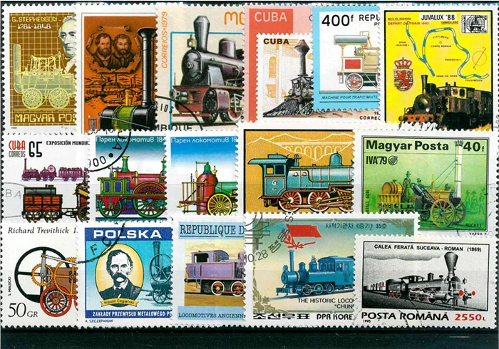 50Pcs/Lot Vintage Old Train St - Collectible Vintage Postage Stamps のレビューと価格